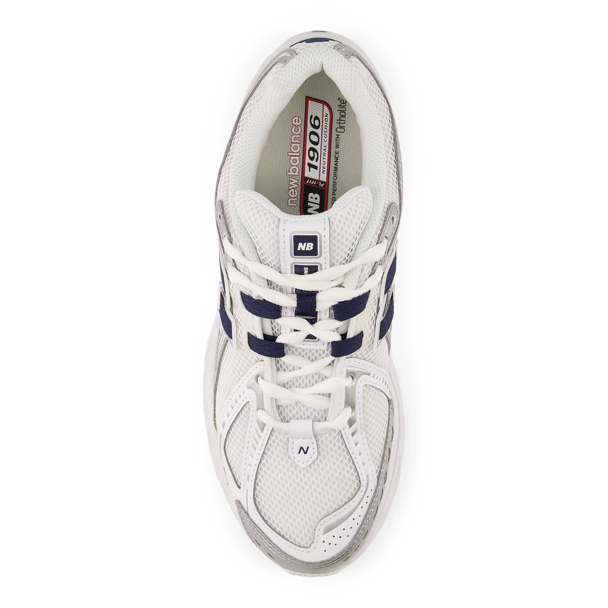 1906R – White with NB Navy and Silver Metallic