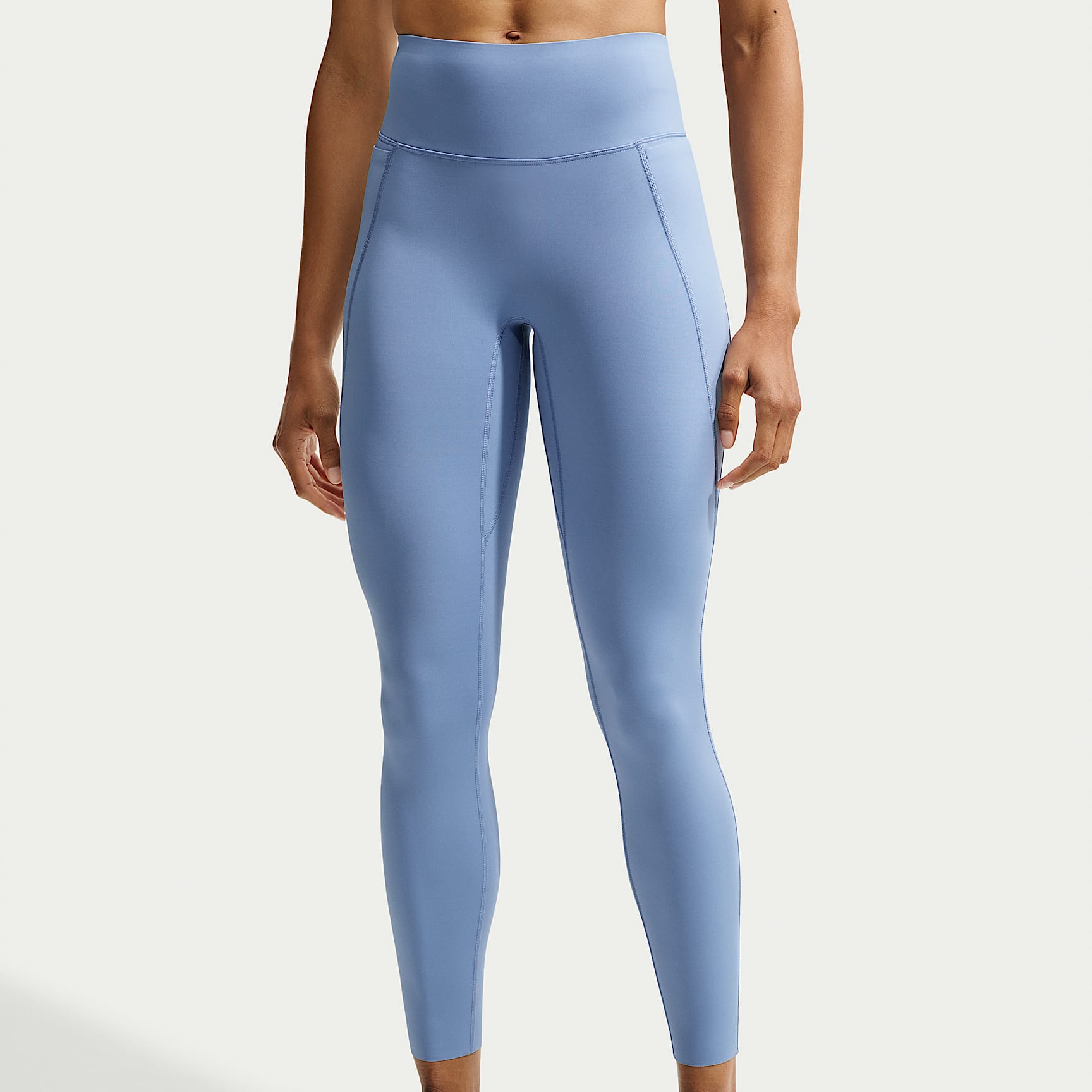 Nike Universa Women's High-Waisted 7/8 Leggings with No Front Seam – Work Blue/Chambray/New Slate