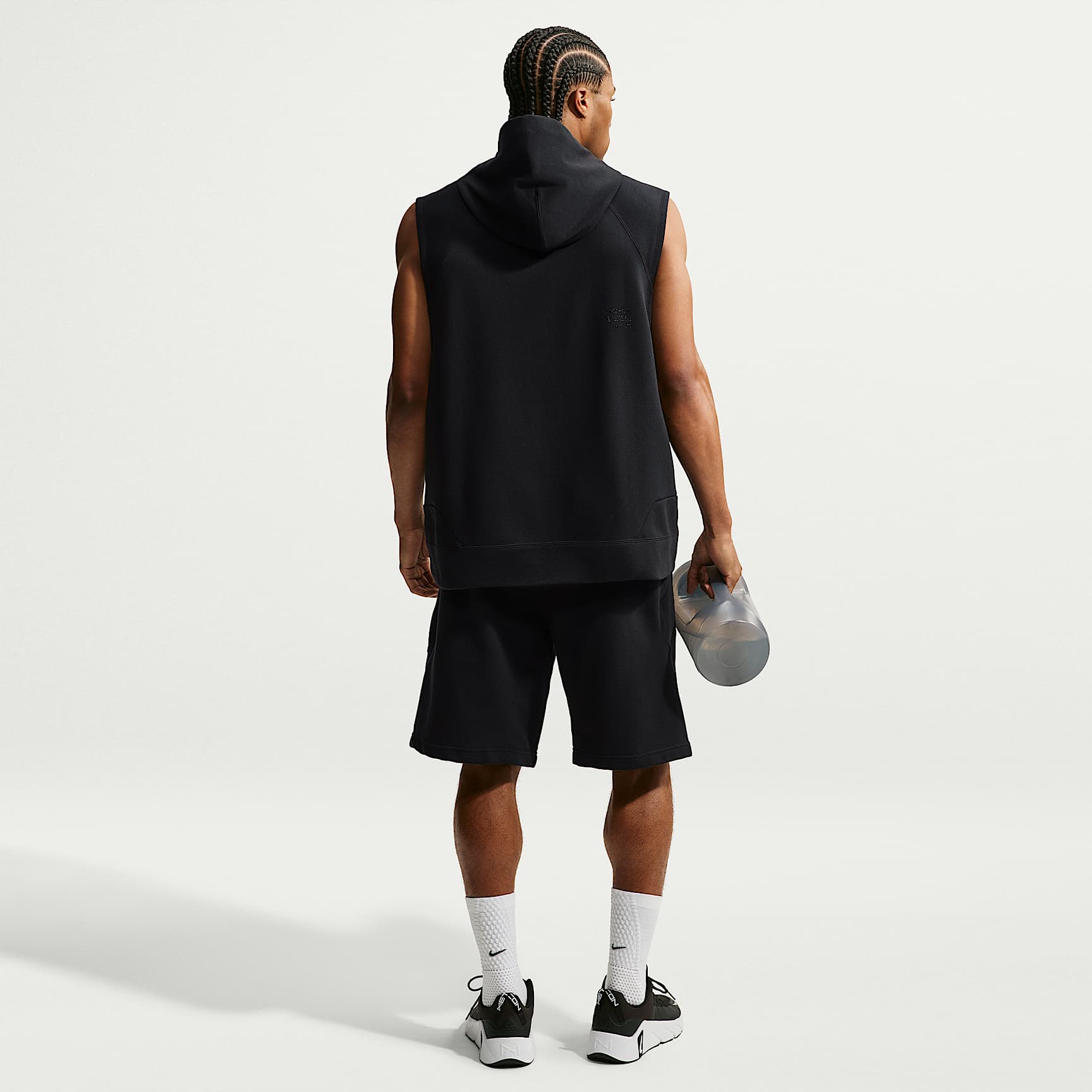 Nike N.A.C. Men's Dri-FIT Fleece Sleeveless Training Hoodie – Black/Black