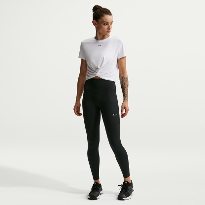 Nike One Seamless Front Women's High-Waisted Full-Length Leggings – Black/White