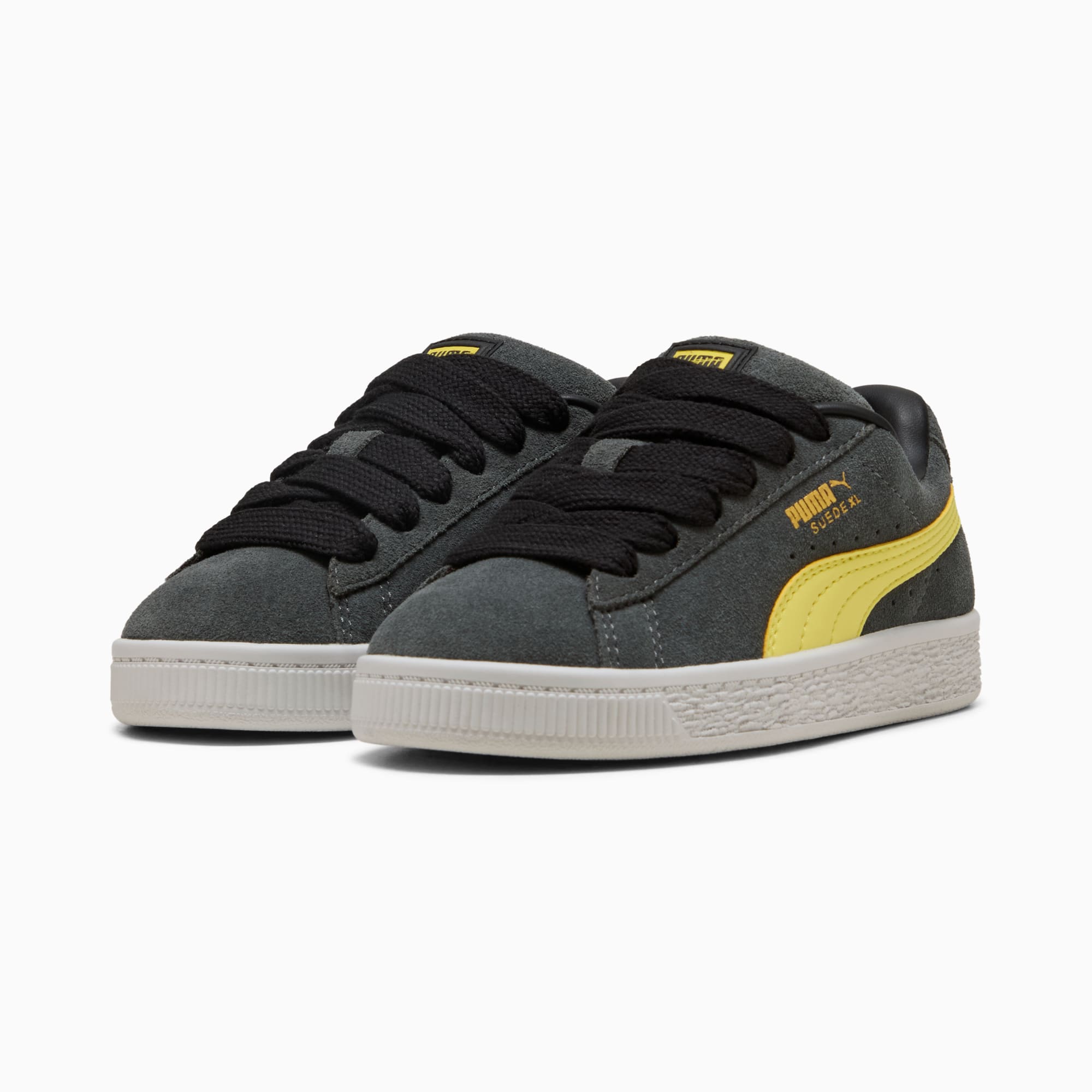 Suede XL Kids' Sneakers – Shadow Gray-Lemon Meringue