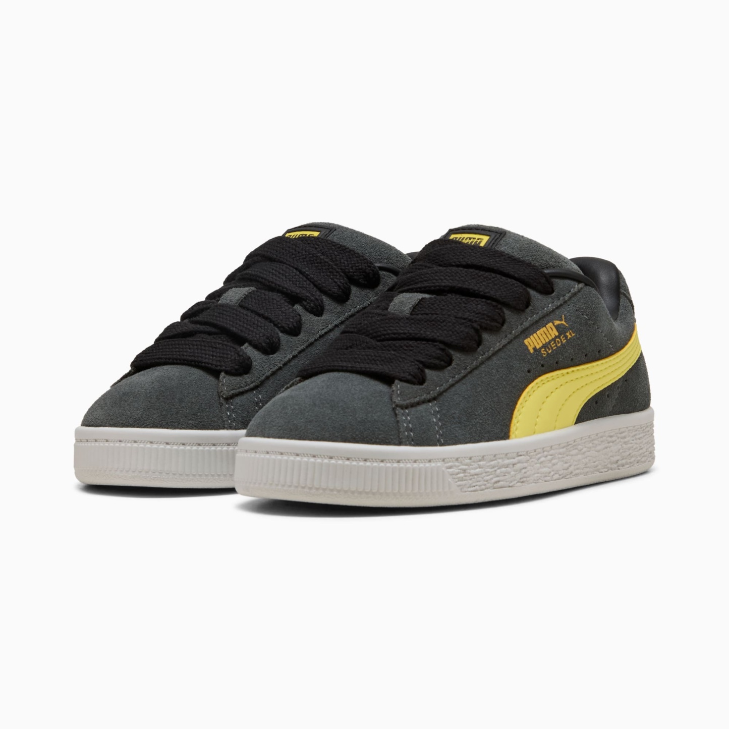 Suede XL Kids' Sneakers – Shadow Gray-Lemon Meringue
