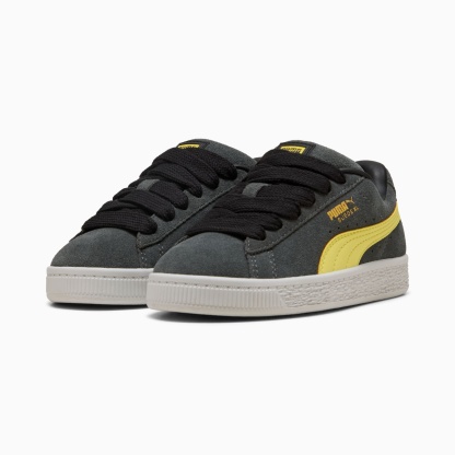 Suede XL Kids' Sneakers – Shadow Gray-Lemon Meringue