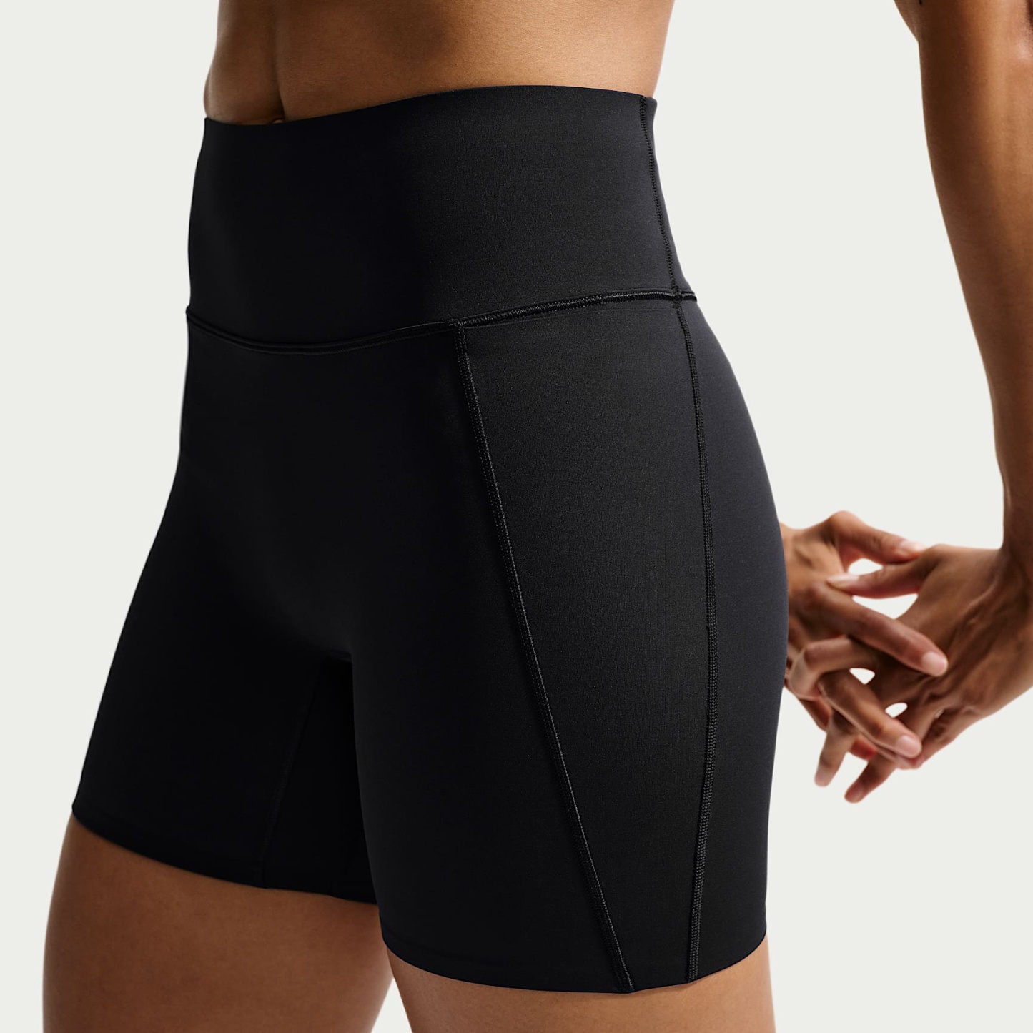 Nike Universa Women's High-Waisted 12.5cm (approx.) Biker Shorts with No Front Seam – Black/Anthracite/Dark Smoke Grey