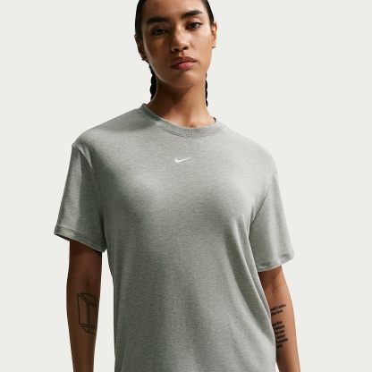 Nike One Relaxed Women's Dri-FIT Short-Sleeve Top – Smoke Grey/Heather/White