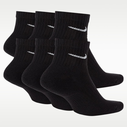 Nike Everyday Cushioned Training Ankle Socks (6 Pairs) – Black/White