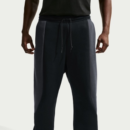 Nike Tech Men's Colour-Block Open-Hem Fleece Trousers – Black/Anthracite/Black