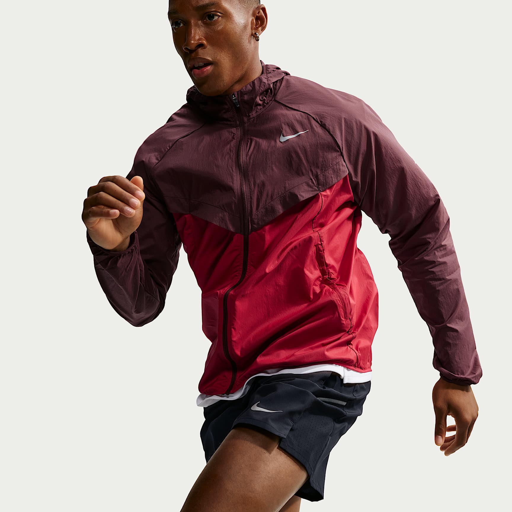Nike Stride Men's Repel UV Running Jacket – Mystic Dates/Tough Red