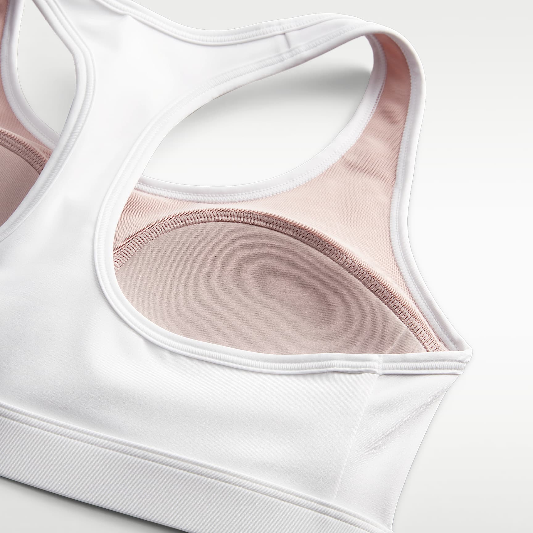 Nike Swoosh Women's Medium-Support Padded Sports Bra – White/Stone Mauve/Black