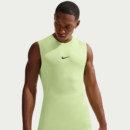 Nike Pro Men's Dri-FIT Tight Sleeveless Fitness Top – Light Liquid Lime/Black
