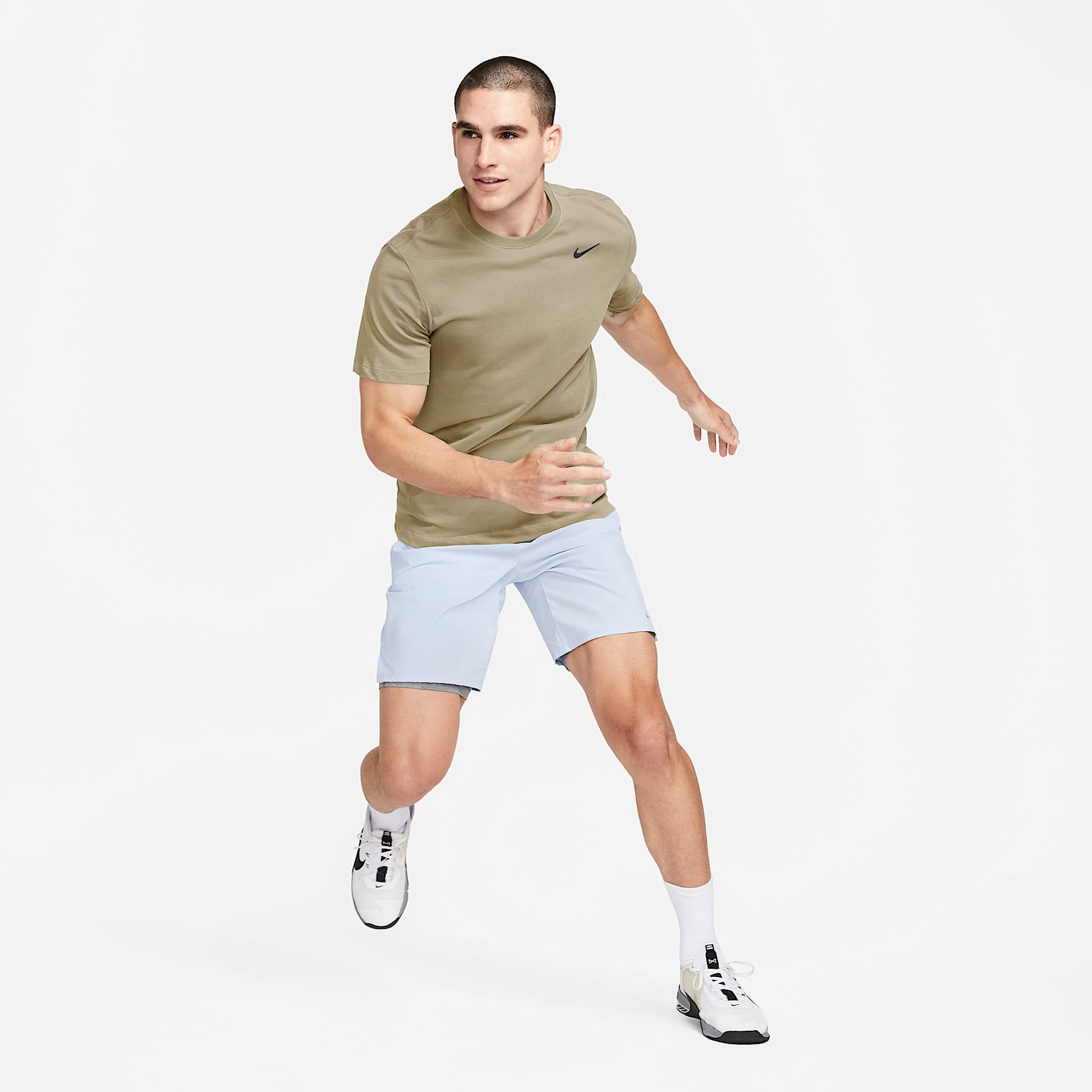 Nike Dri-FIT Men's Fitness T-Shirt – Desert Khaki/Black