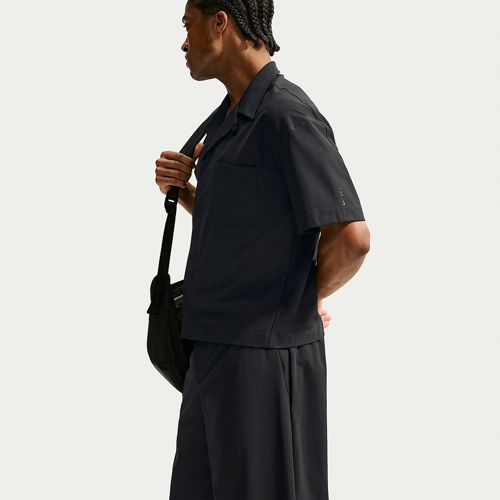 Nike 24.7 PerfectStretch Men's Dri-FIT UV Protection Barrel-Leg Trousers – Black/Black/Dark Smoke Grey