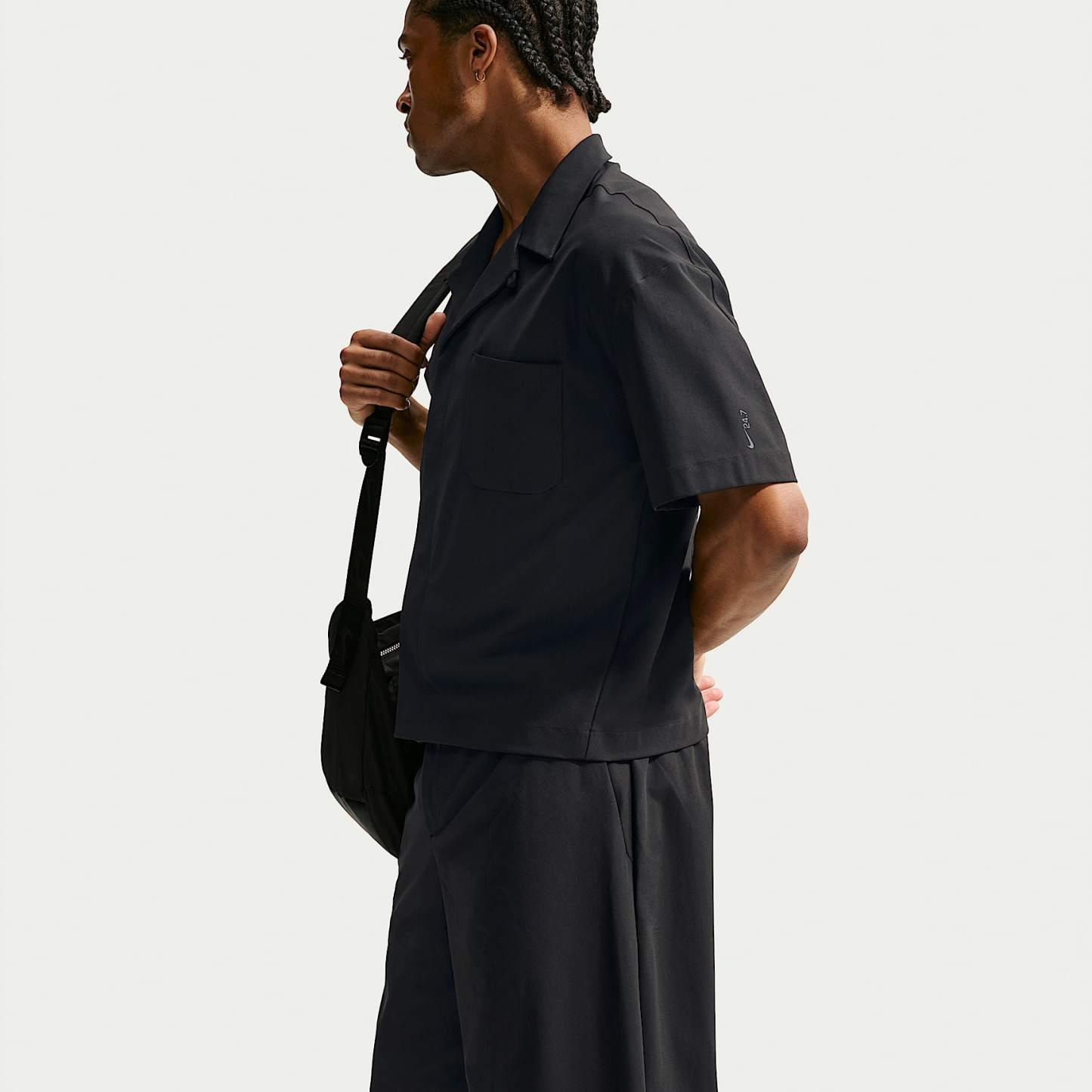 Nike 24.7 PerfectStretch Men's Dri-FIT UV Protection Barrel-Leg Trousers – Black/Black/Dark Smoke Grey