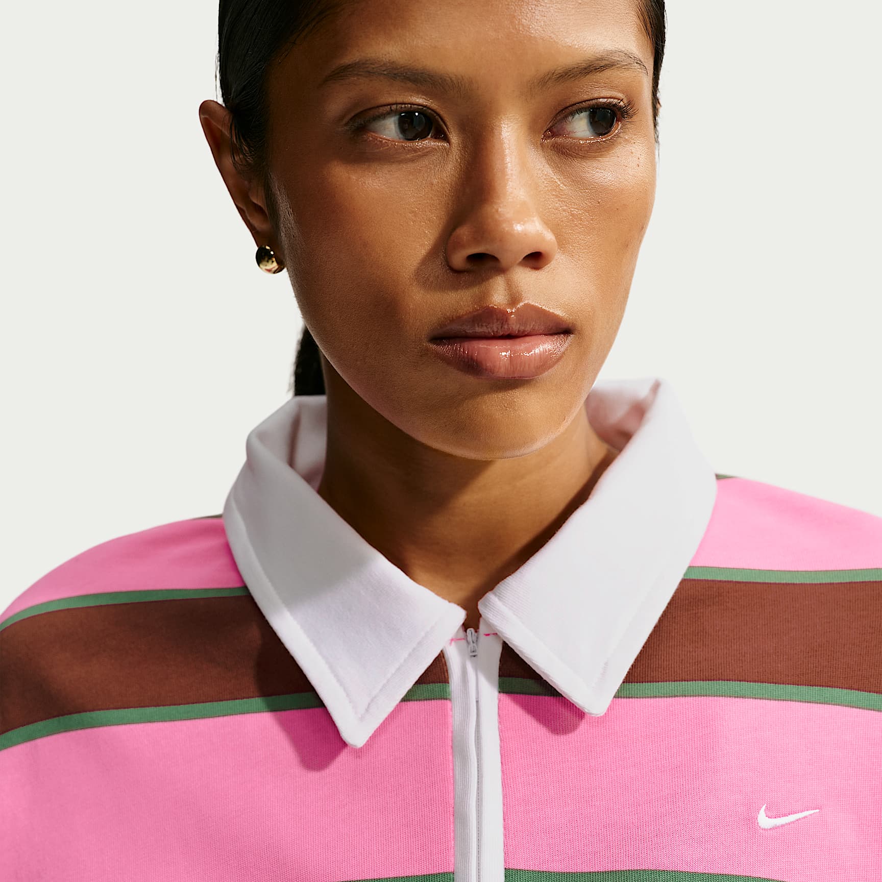Nike Sportswear  Women's 1/4-Zip Sweatshirt – Pinksicle/Pine Green/Cacao Wow