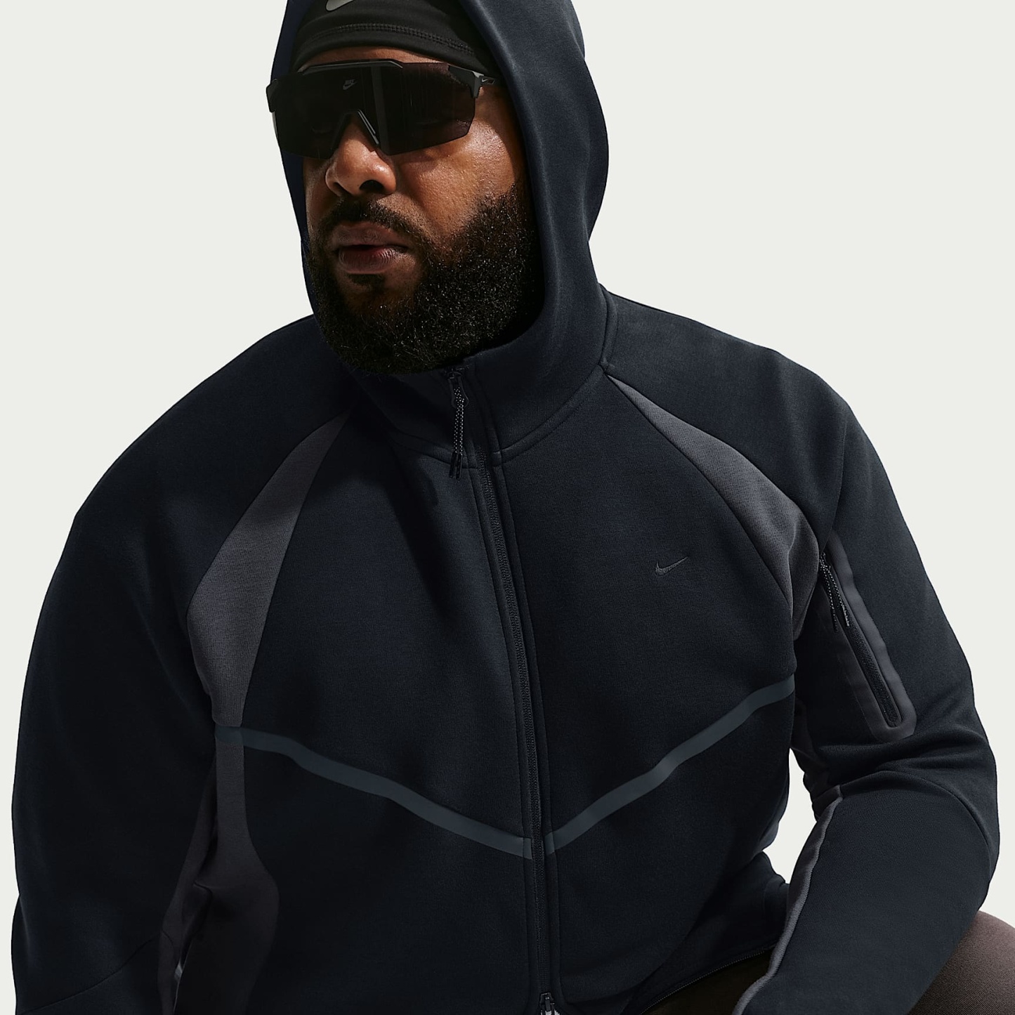 Nike Tech Men's Colour-Block Full-Zip Fleece Windrunner Jacket – Black/Anthracite/Black