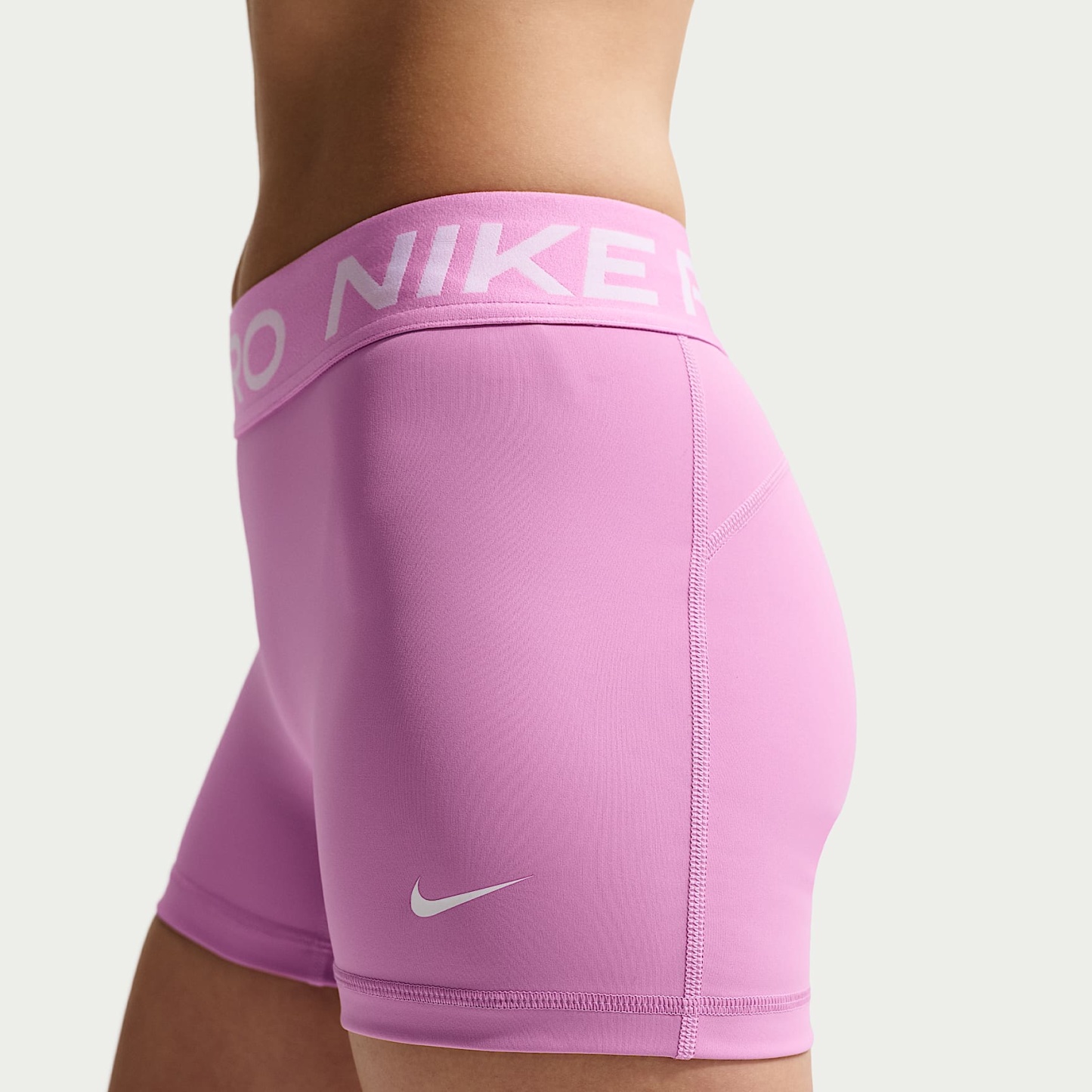 Nike Pro Women's Mid-Rise 7.5cm (approx.) Biker Shorts – Light Magenta/White