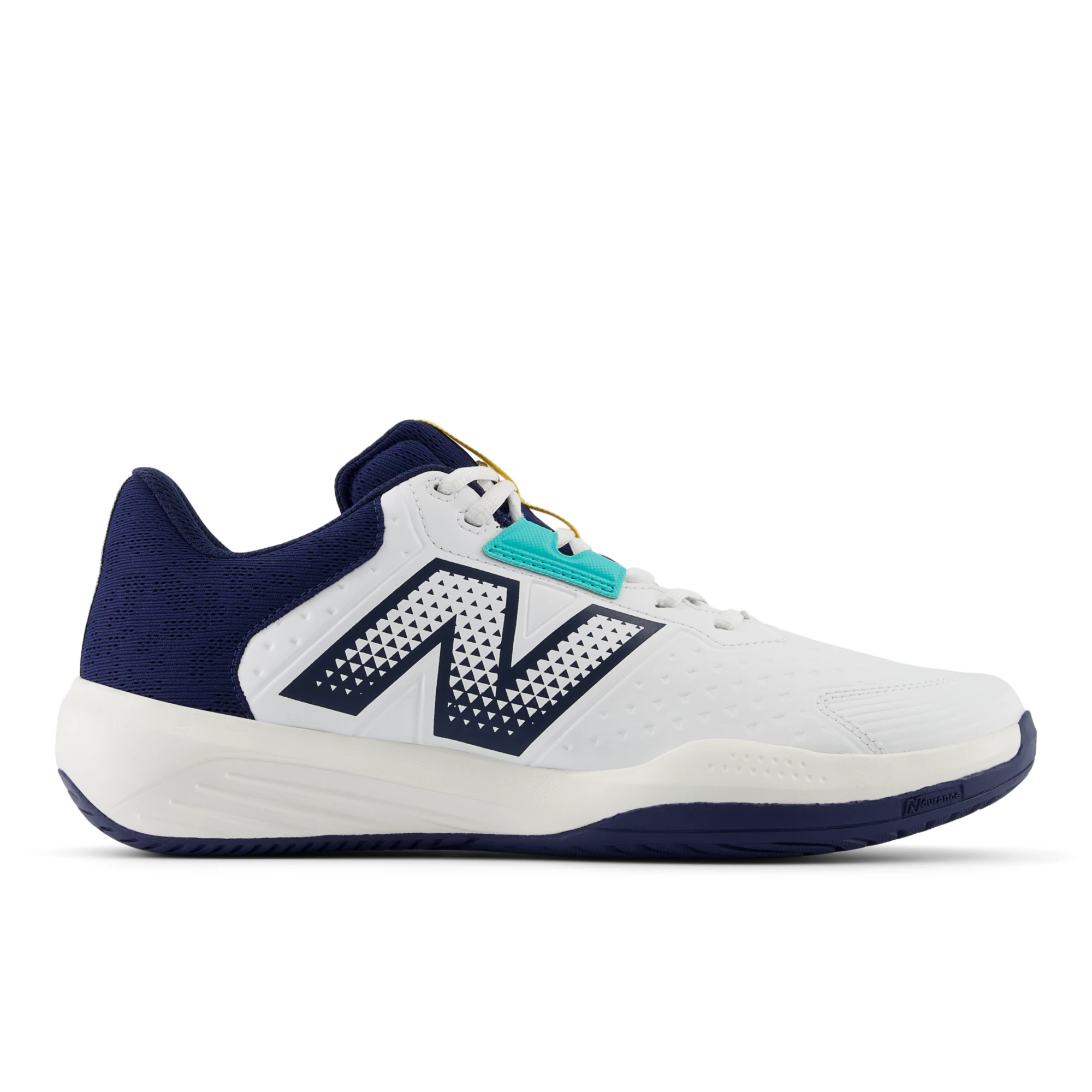 696v6 Synthetic – White with NB Navy and Cyber Jade