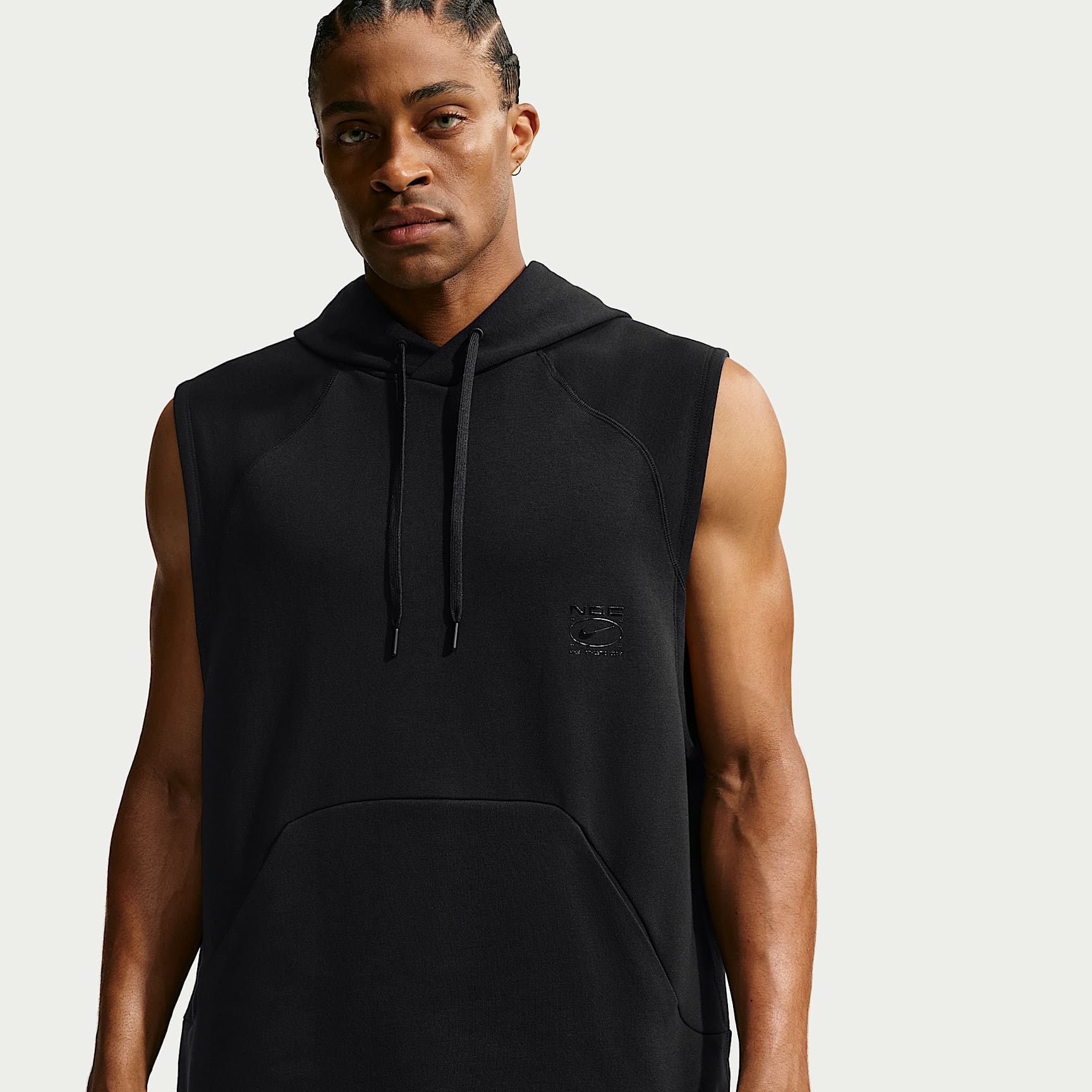 Nike N.A.C. Men's Dri-FIT Fleece Sleeveless Training Hoodie – Black/Black