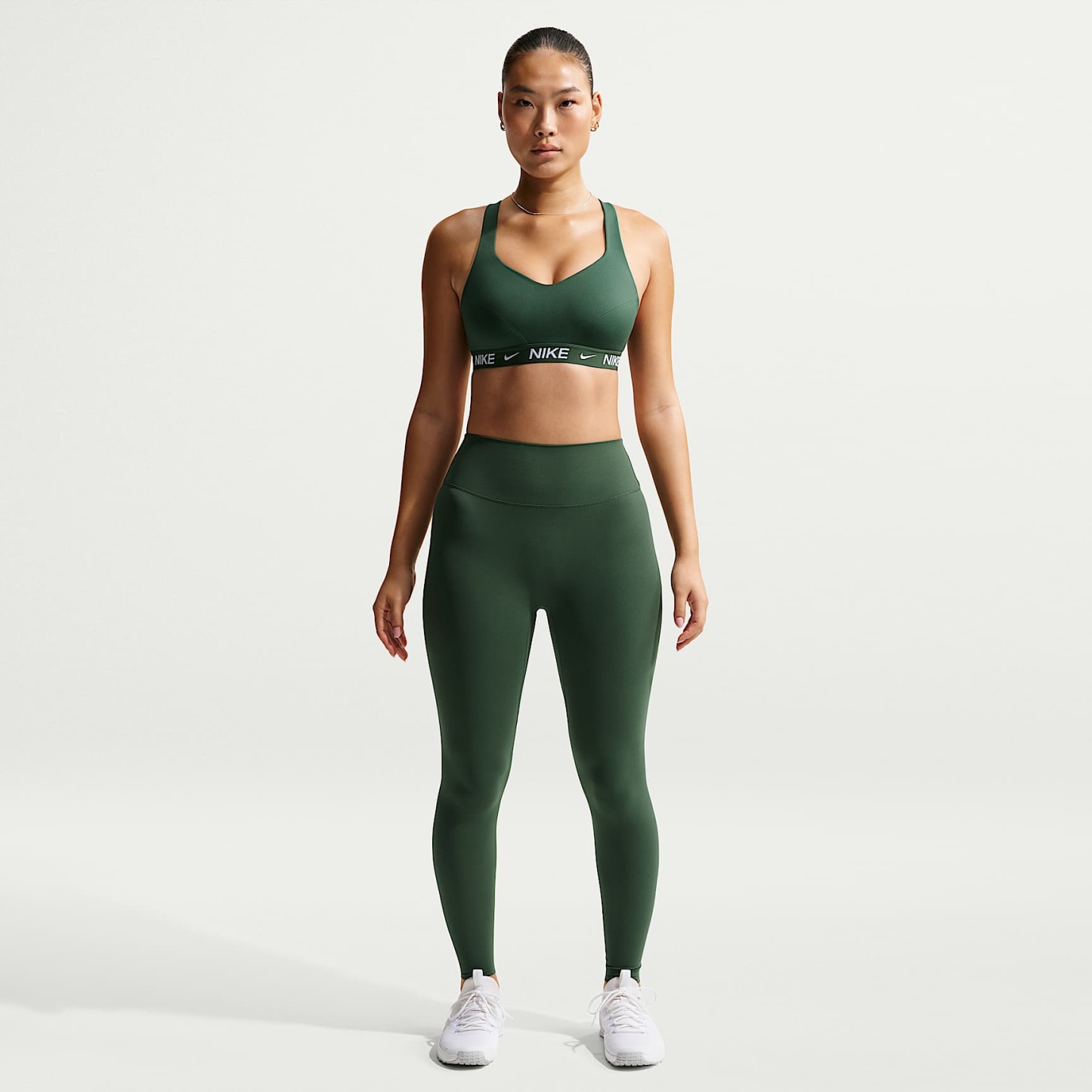 Nike Zenvy Women's High-Waisted Full-Length Leggings with No Front Seam – Fir/White