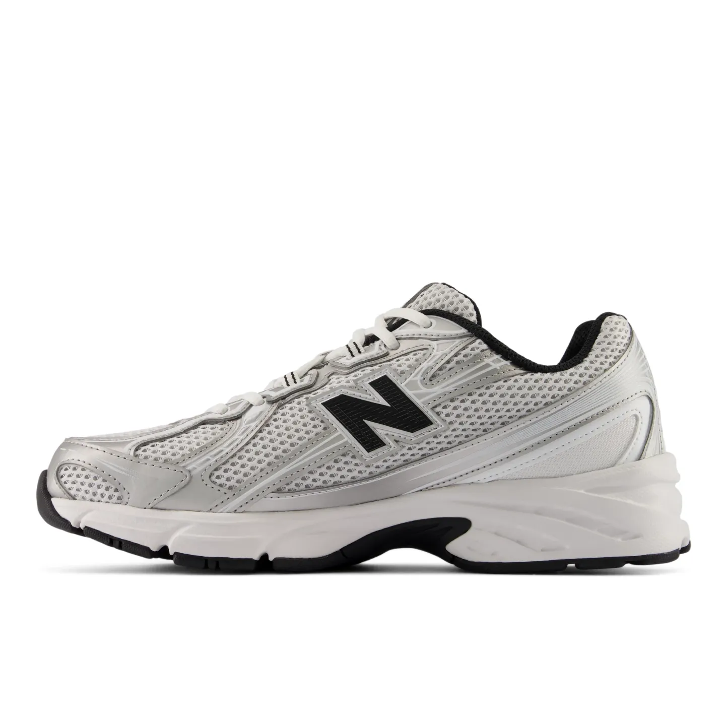 740 – WHITE with Metallic Silver and Black