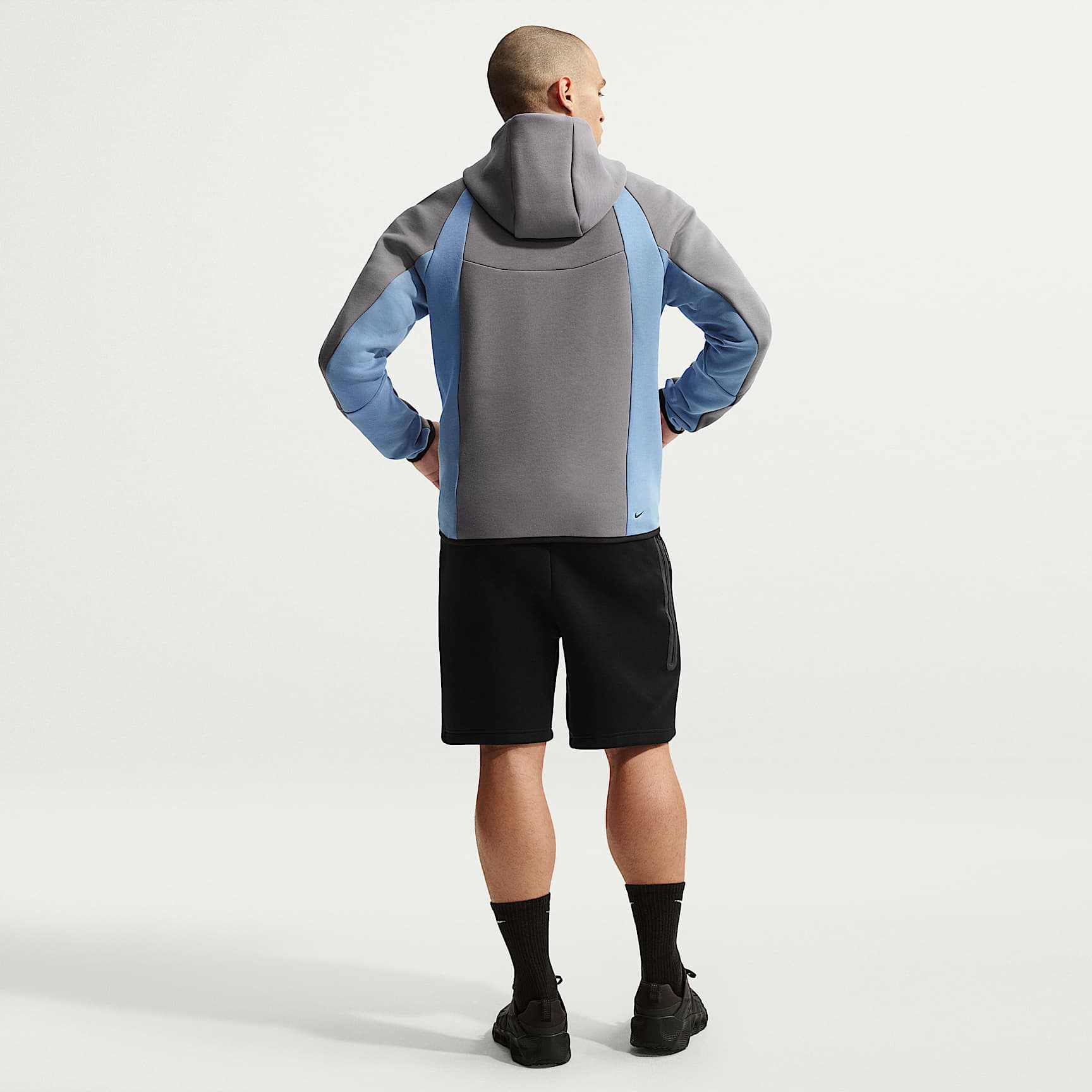 Nike Tech Men's Colour-Block Full-Zip Fleece Windrunner Jacket – Pencil Point/Work Blue/Black