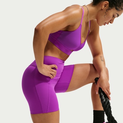 Nike Universa Women's High-Waisted 12.5cm (approx.) Biker Shorts with No Front Seam – Vivid Purple/Vivid Purple/Bold Berry