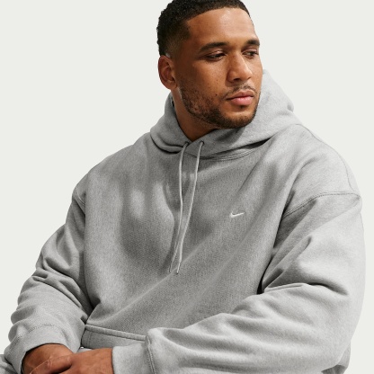 Nike Solo Swoosh Men's Pullover Hoodie – Dark Grey Heather/Light Smoke Grey/White