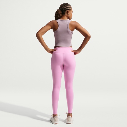 Nike One Seamless Front Women's High-Waisted Full-Length Leggings – Pink Rise/White