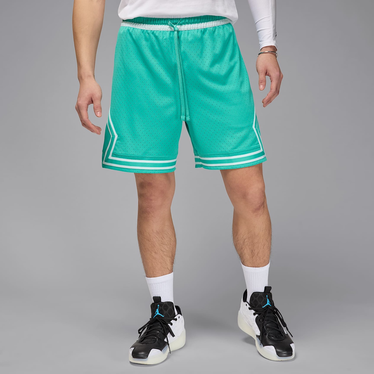 Jordan Sport Men's Dri-FIT 18cm (approx.) Mesh Diamond Shorts – Washed Teal/White/White