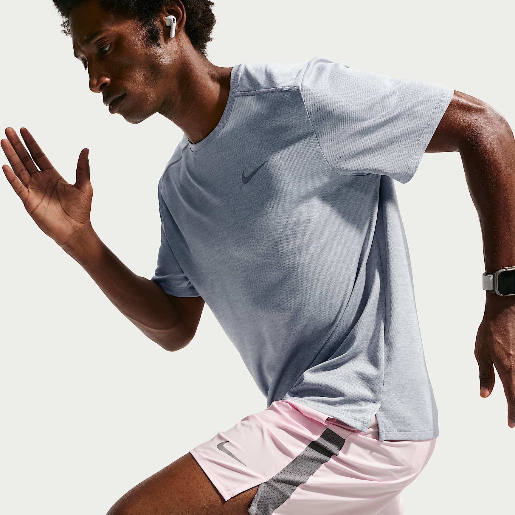 Nike Miler Men's Dri-FIT Short-Sleeve Running Top – Grey Fog/Particle Grey/Heather
