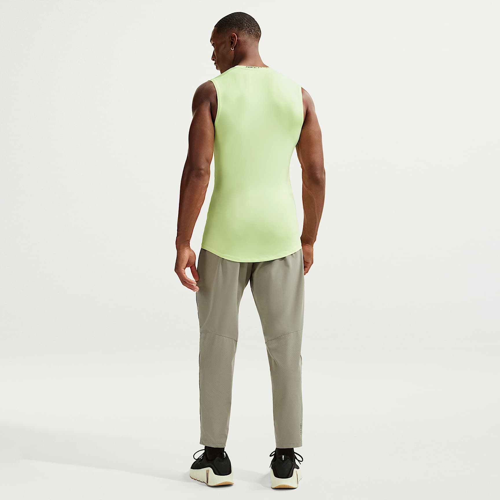 Nike Pro Men's Dri-FIT Tight Sleeveless Fitness Top – Light Liquid Lime/Black
