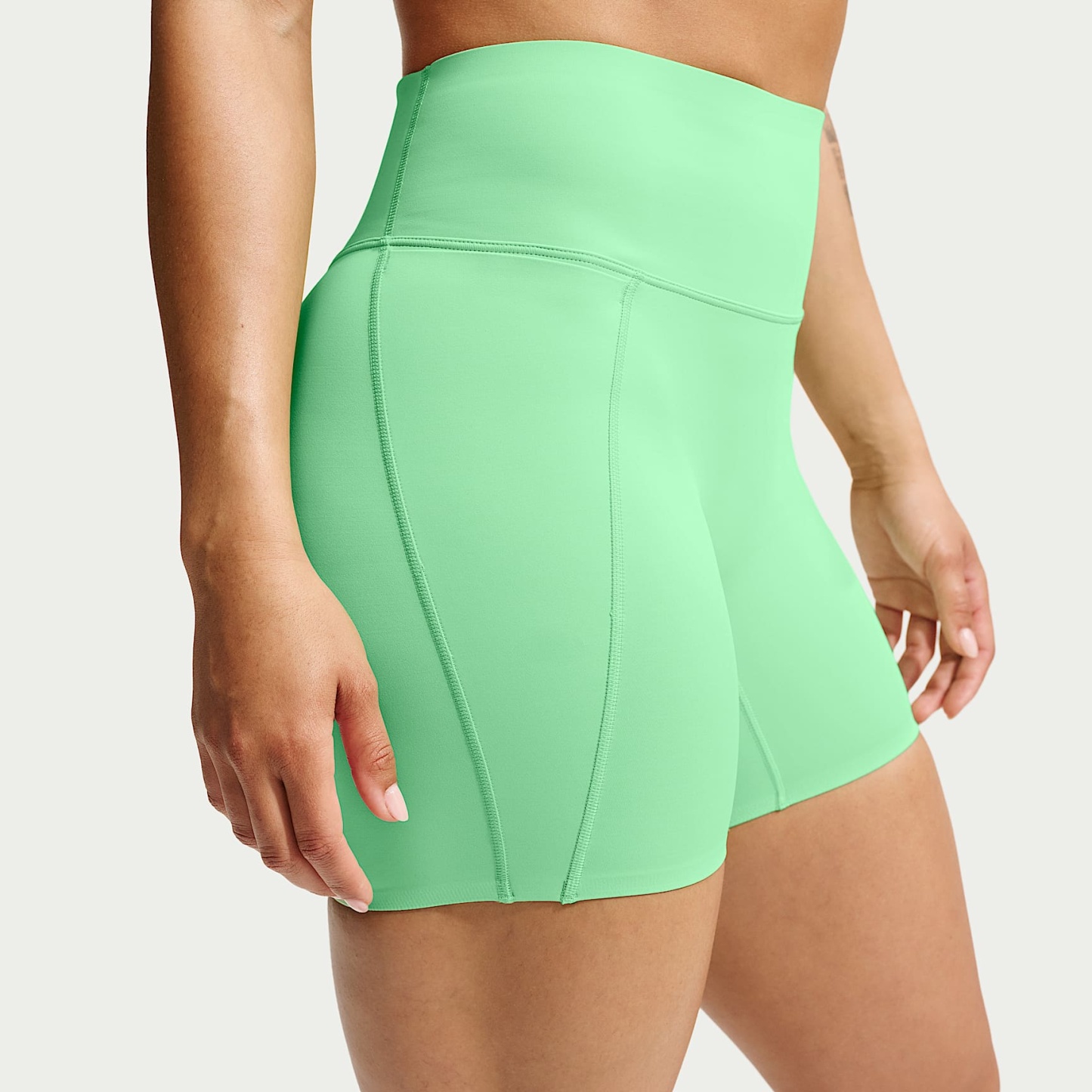 Nike Universa Women's High-Waisted 12.5cm (approx.) Biker Shorts with No Front Seam – Illusion Green/Light Green Spark/Green Spark