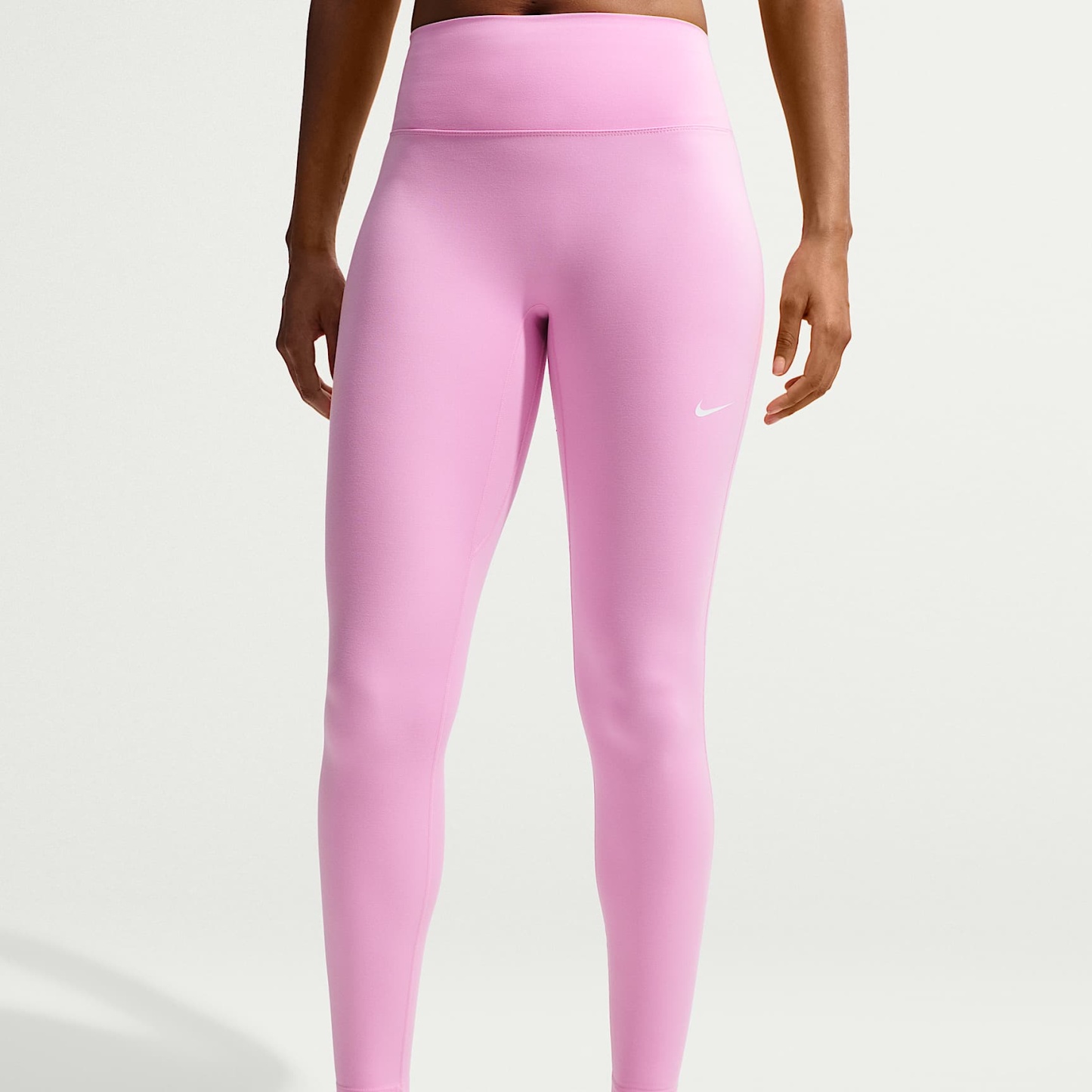 Nike One Seamless Front Women's High-Waisted Full-Length Leggings – Pink Rise/White