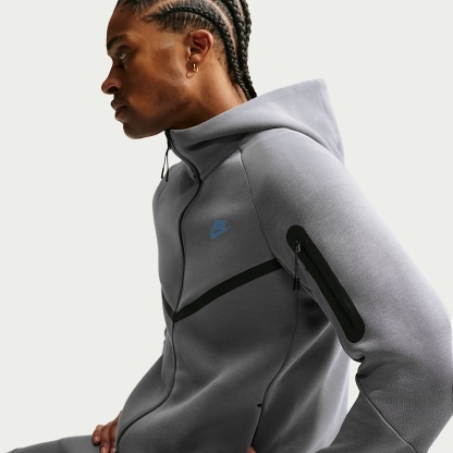 Nike Tech Men's Fleece Windrunner Full-Zip Jacket – Smoke Grey/Football Blue