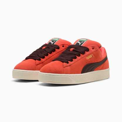 Suede XL Sneakers Unisex – Red Glamour-Chocolate Brown