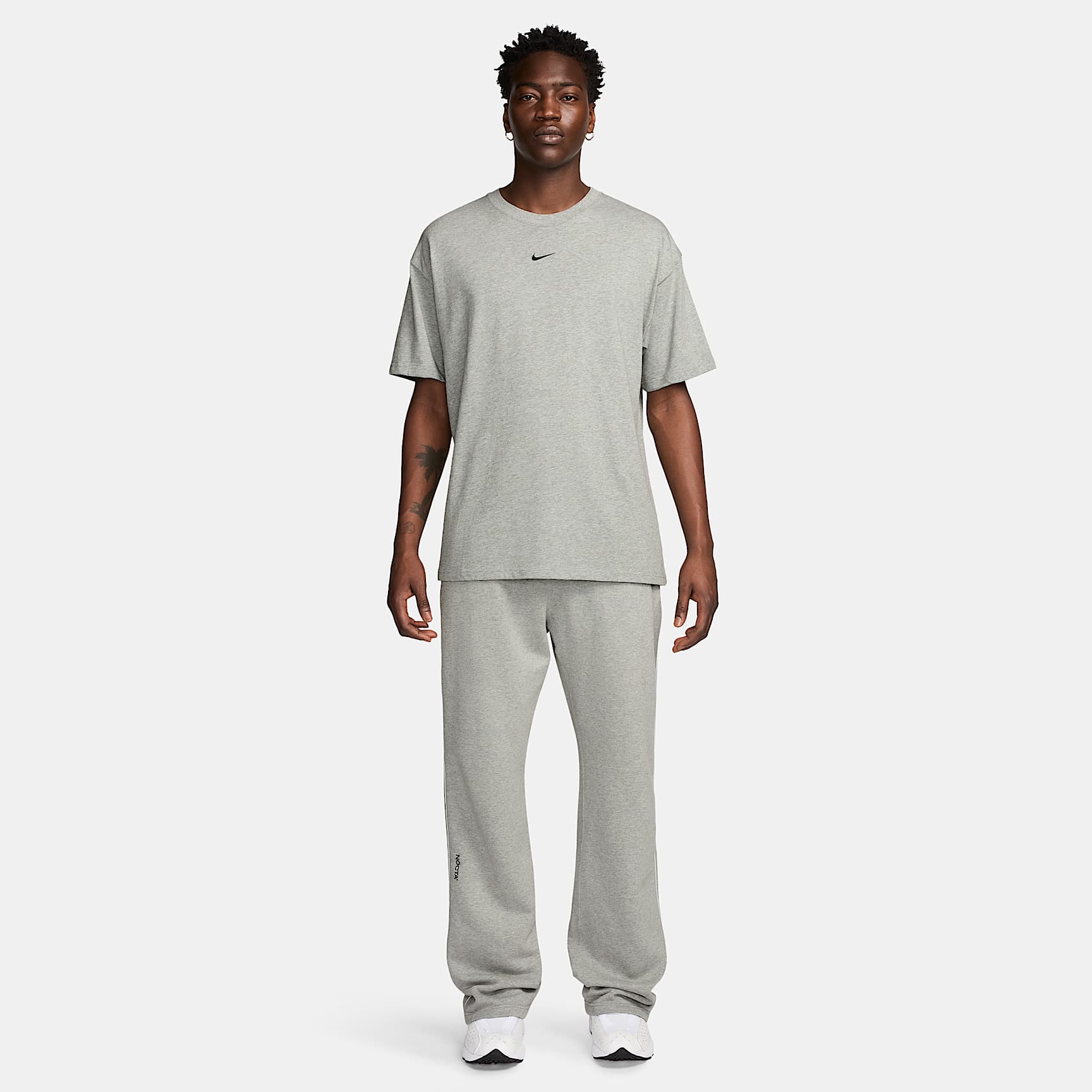 NOCTA NOCTA Fleece CS Open-Hem Tracksuit Bottoms – Dark Grey Heather/Matte Silver/Black