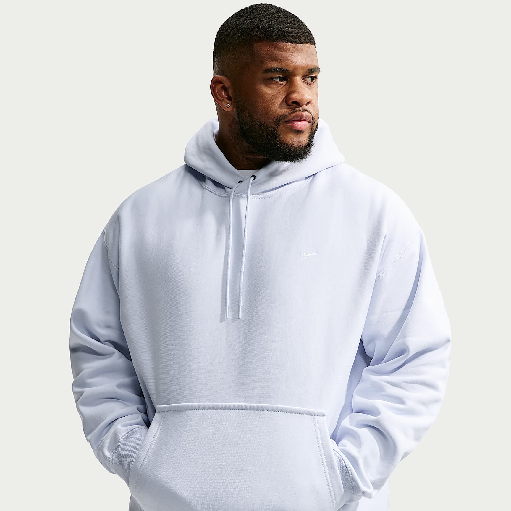 Nike Solo Swoosh Men's Pullover Hoodie – Football Grey/White