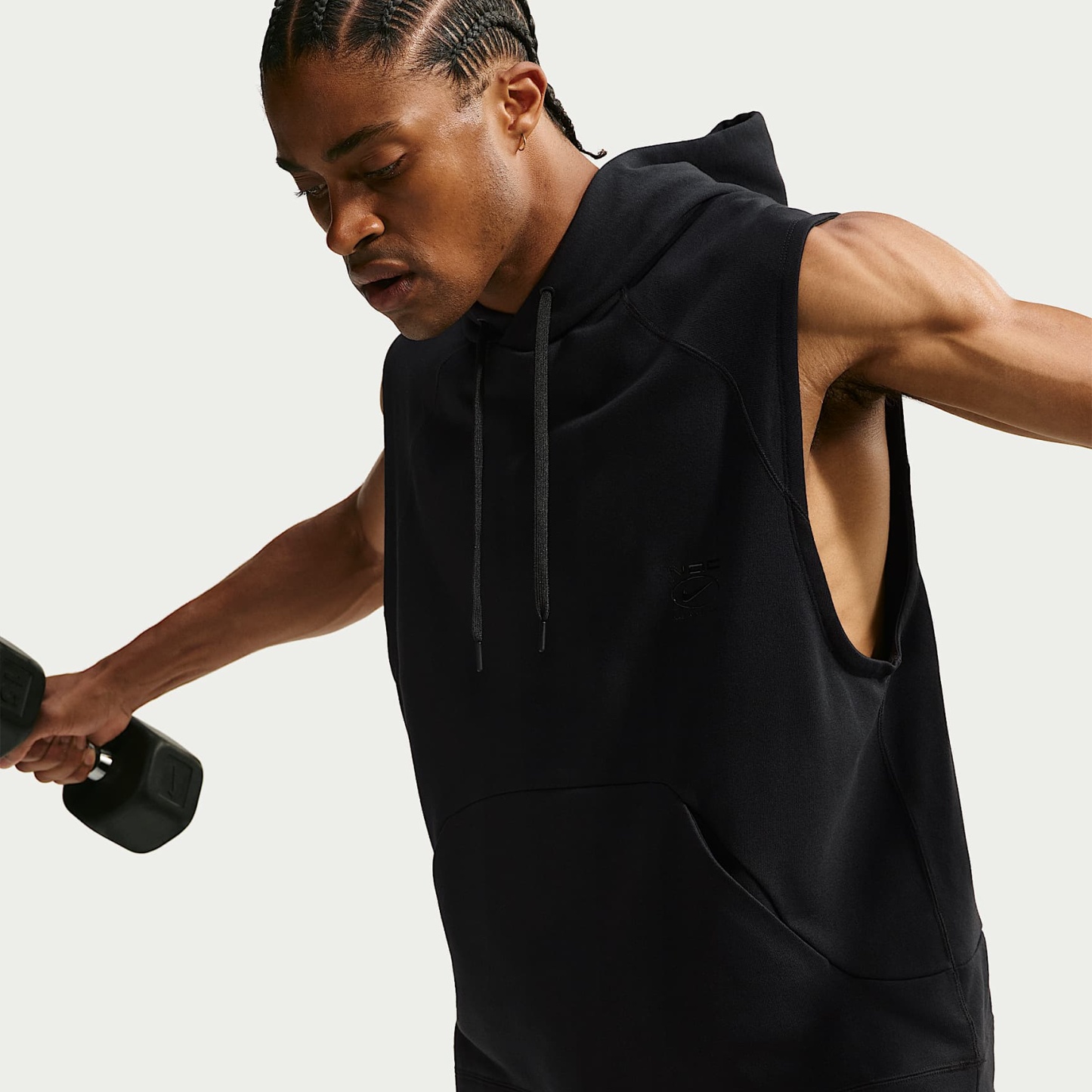Nike N.A.C. Men's Dri-FIT Fleece Sleeveless Training Hoodie – Black/Black