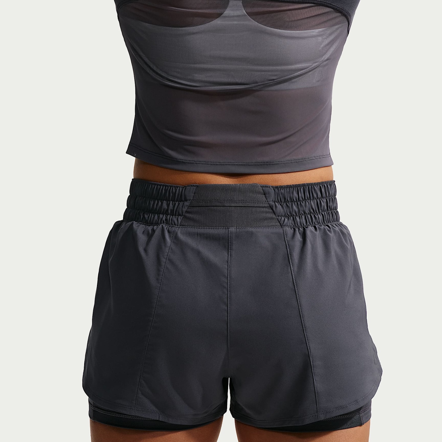 Nike One Women's Dri-FIT Mid-Rise 8cm (approx.) 2-in-1 Shorts – Gridiron/White