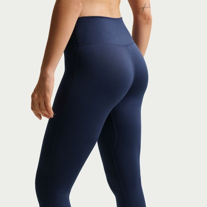 Nike One Seamless Front Women's High-Waisted Full-Length Leggings – Midnight Navy/White