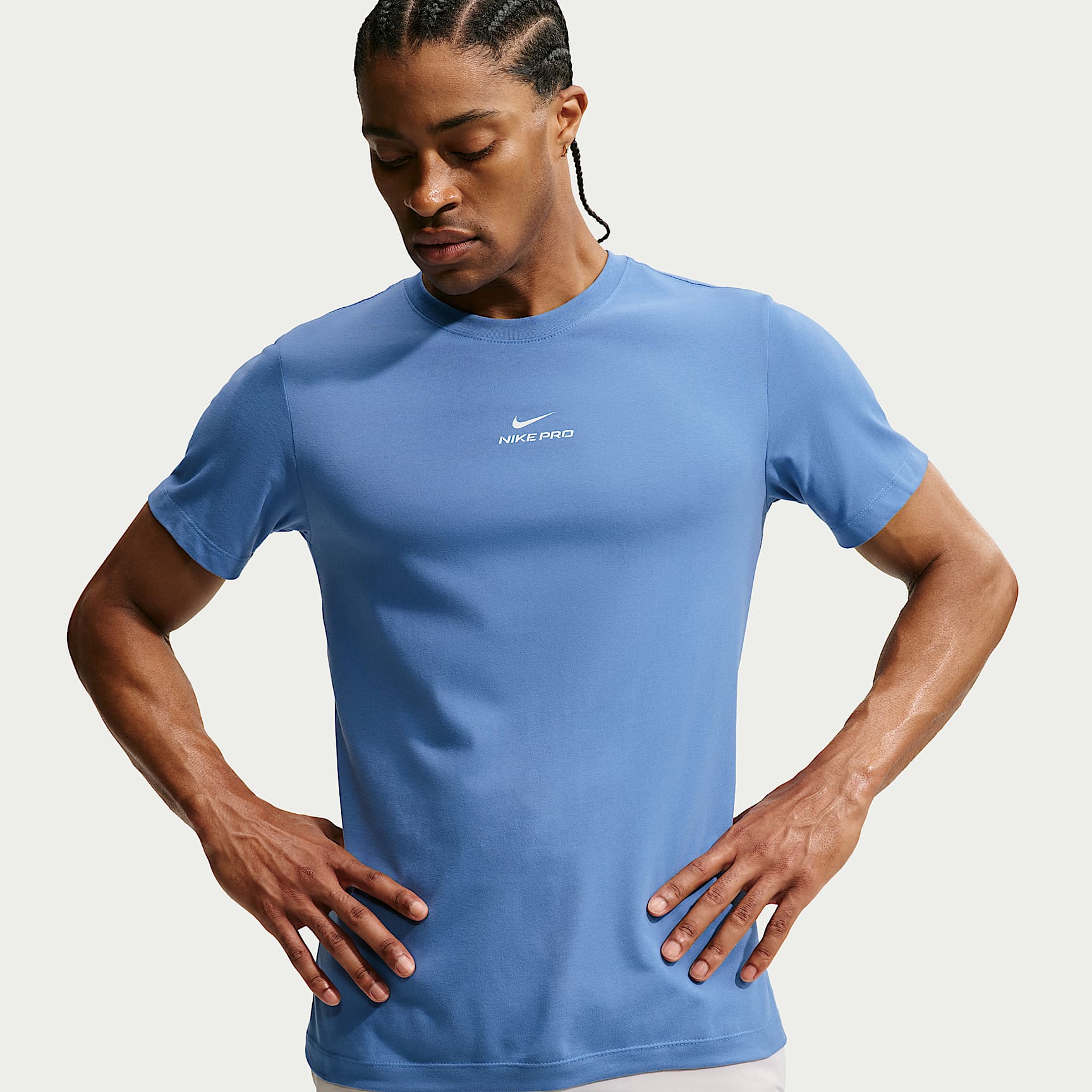 Nike Pro Men's Dri-FIT T-Shirt – Indigo Storm/White