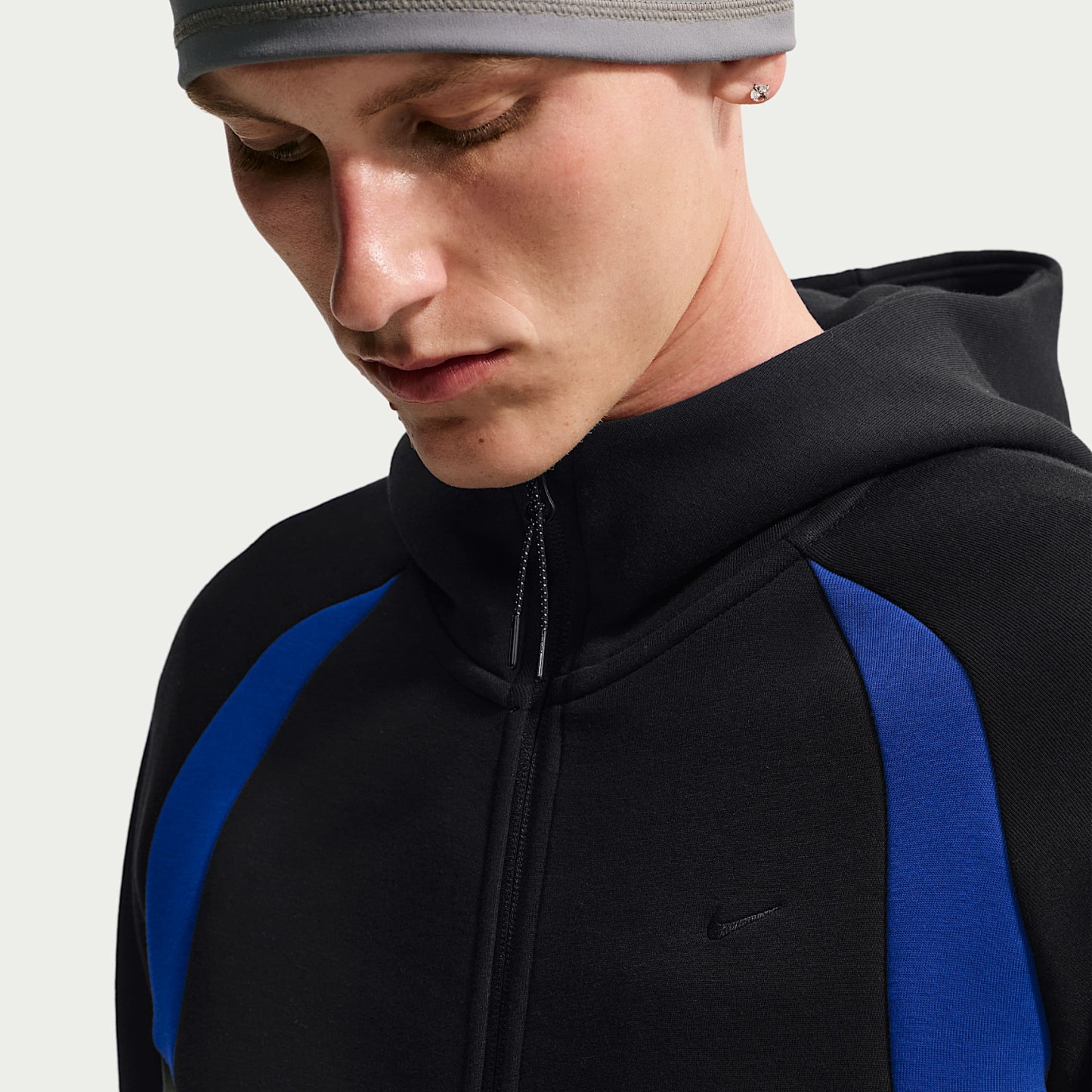 Nike Tech Men's Colour-Block Full-Zip Fleece Windrunner Jacket – Black/Old Royal/Black