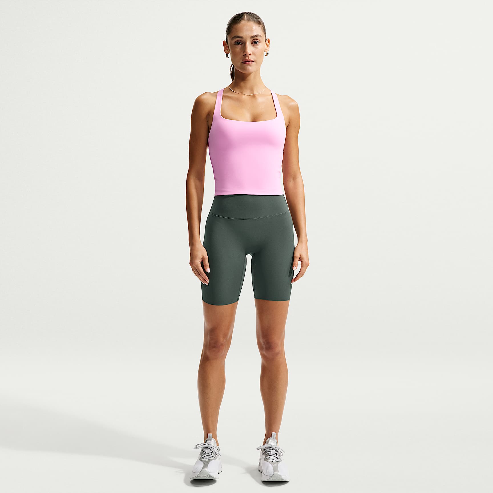 Nike Zenvy Women's High-Waisted 20.5cm (approx.) Biker Shorts – Camo Green/White
