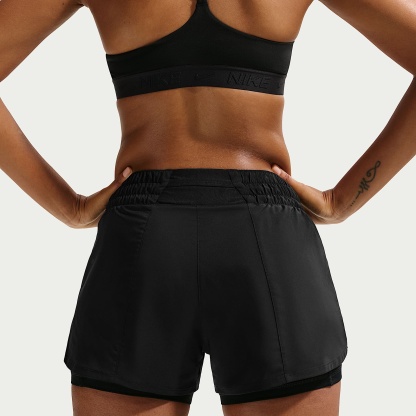 Nike One Women's Dri-FIT Mid-Rise 8cm (approx.) 2-in-1 Shorts – Black/White