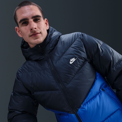 Nike Windrunner Men's Down Jacket – Obsidian/Game Royal/White