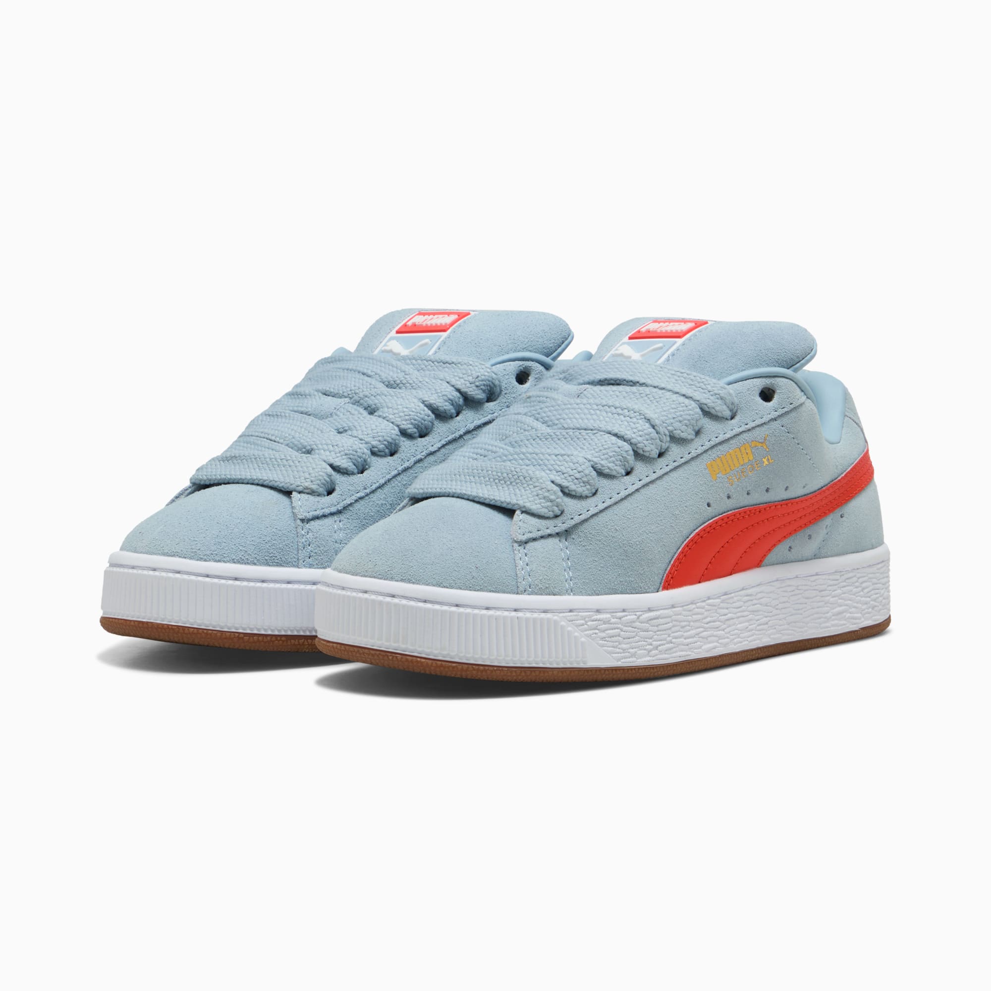 Suede XL Youth Sneakers – Sea Illusion-Red Flash