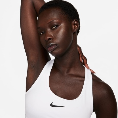 Nike Swoosh Women's Medium-Support Padded Sports Bra – White/Stone Mauve/Black
