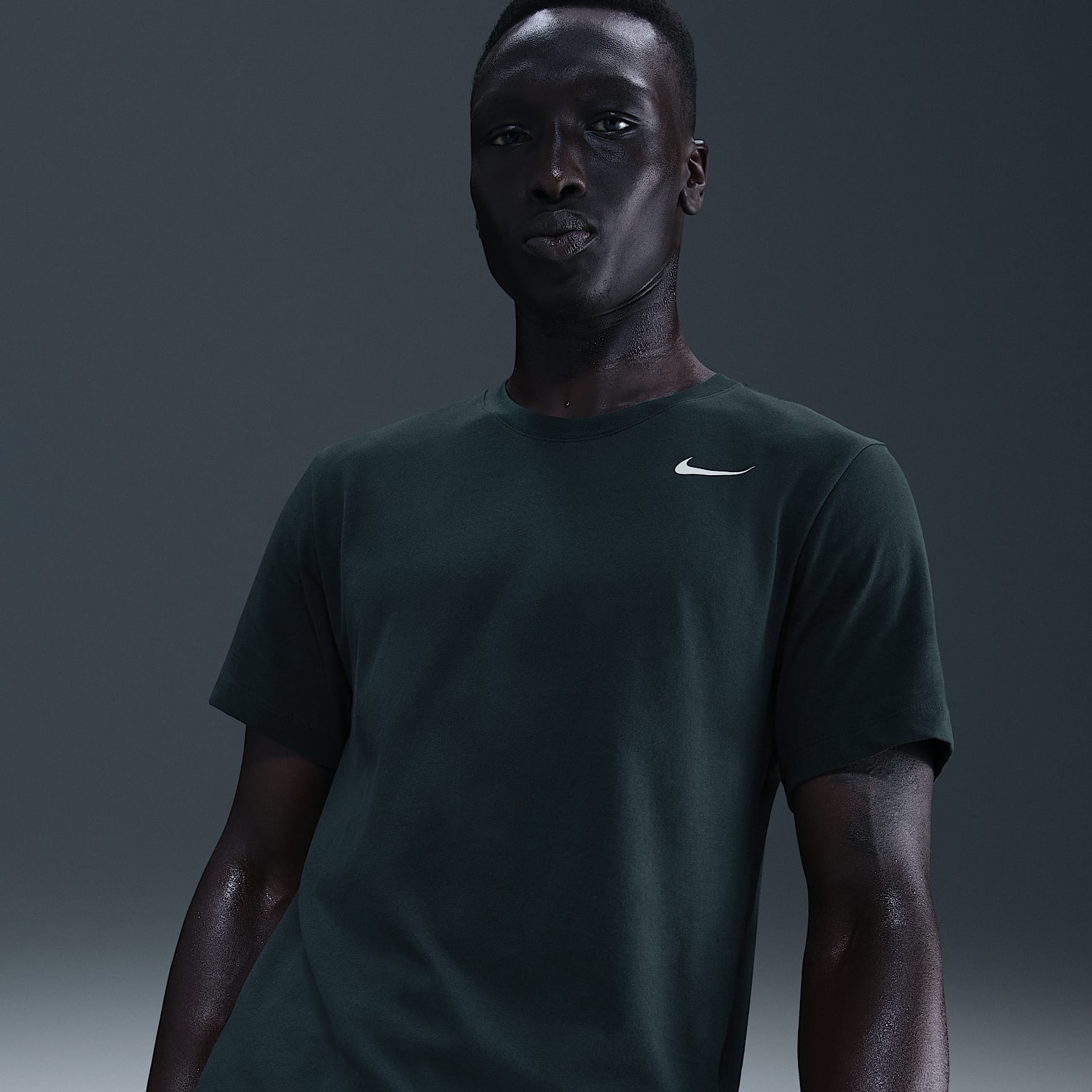 Nike Dri-FIT Men's Fitness T-Shirt – Seaweed/White