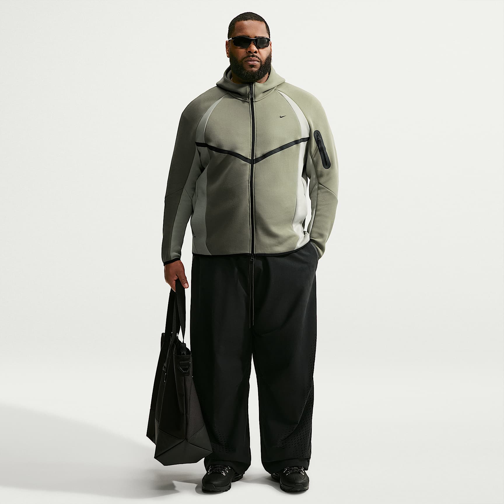 Nike Tech Men's Colour-Block Full-Zip Fleece Windrunner Jacket – Silver Sage/Jade Horizon/Black
