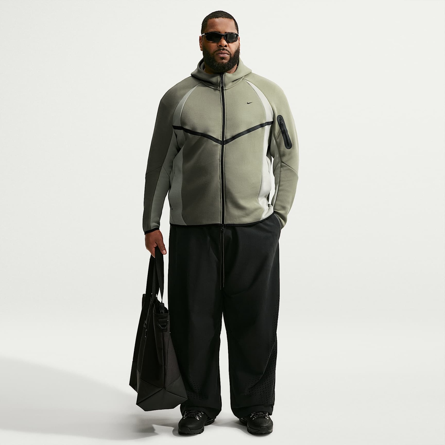 Nike Tech Men's Colour-Block Full-Zip Fleece Windrunner Jacket – Silver Sage/Jade Horizon/Black